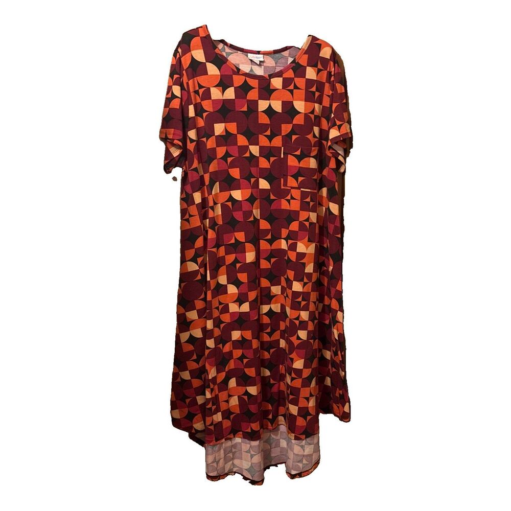 Women’s LuLaRoe T-shirt Dress Geometric Circles 3XL Stretch Plus Size